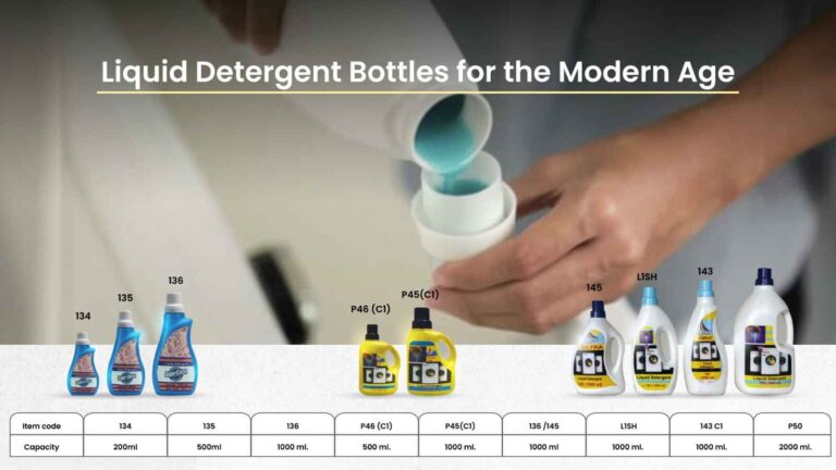 A sleek, modern liquid detergent bottle with a clean design, symbolizing innovation and convenience for the modern consumer.
